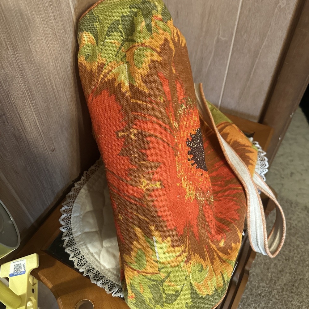vintage multi-toned floral Orange beach tote bag Made By Avani Large - Picture 5 of 10